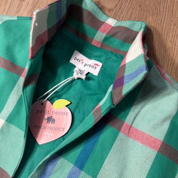 NWT Petit Peony Kate Caftan in Kensington Plaid M medium green dress maxi - Picture 5 of 11